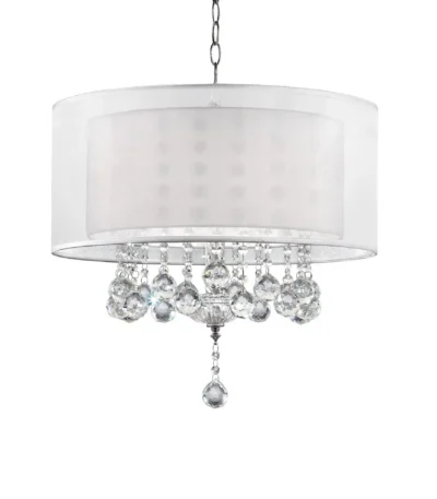 HMS Chic Modern Silver Ceiling Lamp with Crystal Accents PVC Body 4000K & 6000K CCT Switch Control for Home Office