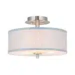 US Instock Fabric Lampshade Modern Light Pendant Round Led Flush Mount Ceiling Light for Bedroom Living Room Dining – side
