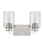 HMS Modern Two-Light Wall Sconce HMS Silver Metal Textured Glass LED Warm White Light Iron Lamp for Indoor Home Apartment