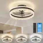 Ship in USA,Modern LED Ceiling Fan Light,16-inch Dimmable Ceiling Light with Invisible Blades,Remote Control &