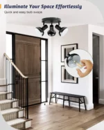 Modern Style Spotlight 3 Way Track Lighting E12 Base Rotatable Ceiling Light Fixture Metal for Kitchen Living Room Office