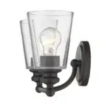 HMS Contemporary Two-Light Antique Bronze Glass Shade Wall Sconce Warm White Modern Wall Lamp for Living Room or Home