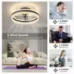 Ship in USA,Modern LED Ceiling Fan Light,16-inch Dimmable Ceiling Light with Invisible Blades,Remote Control &