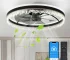 Ship InUSA,Modern LED Ceiling Fan with Light,24'' Dimmable Ceiling Light with Invisible Blades and Crystal Design,Remote