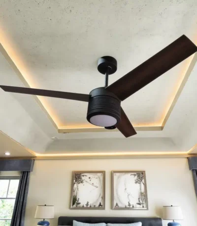 52 Inch Modern DC Motor Ceiling Fan High Speed Remote Control Black Color Energy Saver for Hotels Households Latest Design