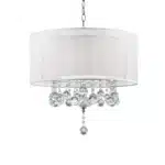 HMS Chic Modern Silver Ceiling Lamp with Crystal Accents PVC Body 4000K & 6000K CCT Switch Control for Home Office