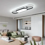 40W Modern LED Linear Ceiling Light, Dimmable with Remote Control, 2.3ft Acrylic Flush Mount for Living Room – top view