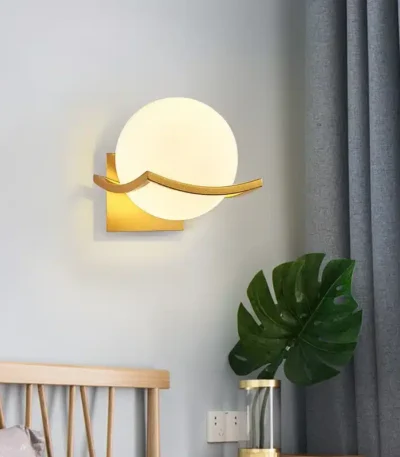 Post Modern Moon Wall Lamp Glass Shade White Black Gold Bedroom Decoration for Home Interior Sconce Led Night Lights Fixtures
