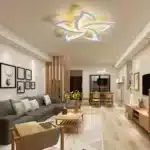 Modern LED Ceiling Light Black Dimmable Flower Design Chandelier Flush Mount with Remote for Living Room Kitchen – top view