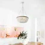 22" Bohemian Wood Beaded Pendant Chandelier, Elegant Light Fixture,Stylish Ceiling Light (Bulb Not Included) – side view