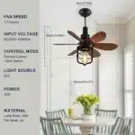 20IN Socket Fan, Black Ceiling Fan with Light, Screw-in for Garage/Bedroom/Kitchen/Living Room (Bulb Not Included) – side