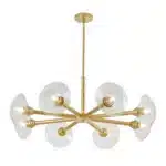 US Stock Free Shipping Modern 8-Light Gold Chandelier Glass Shade Hanging Pendant Ceiling Light for Living Room Entryway