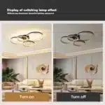 60W Dimmable LED Ceiling Light, Modern 4-Ring Gold Flush Mount with Remote, 3-Color Lighting for Living Room, Bedroom,