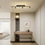 60W Modern Dimmable LED Ceiling Light, 6-Light Flush Mount Fixture with Remote, 51" Black & Gold for Kitchen, Bedroom