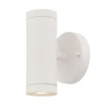HMS White LED Two-Light Wall Sconce Can-Shaped Aluminum Plastic Body Golden Finish Acrylic Shade 3000K Auto E26 for Bedroom