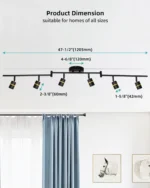6-Light Ceiling Light Kit Foldable Arm E26 Base Matte Black Ceiling Spotlights Fitting for Kitchen Track Lighting Fixtures