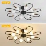 8-Light Semi Flush Ceiling Light, Modern Sputnik Chandelier, Industrial Vintage Metal Pendant Lamp for Kitchen Dining