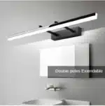 Modern bathroom vanity light with adjustable LED bars in a stylish bathroom setting
