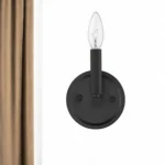 HMS Contemporary One Light Matte Black Wall Sconce Modern for Living Room Bedroom Bathroom Hotel with E26 Base Custom Packed