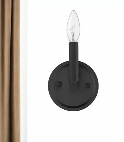 HMS Contemporary One Light Matte Black Wall Sconce Modern for Living Room Bedroom Bathroom Hotel with E26 Base Custom Packed