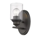 HMS Contemporary One Light Bronze LED Wall Sconce with Clear Glass Shade Modern Indoor Wall Lamps for Hotels Warm White