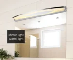 Modern LED bathroom mirror light with acrylic lampshade and stainless steel sconce