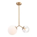 HMS Two-Light Metal Dimmable Ceiling Light Gold Shaded White Shades-for Home Office Living Room IP65 Certified 6000K SAA