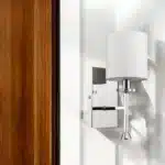 HMS Luxury Minimalist Silver Wall Sconce Modern Indoor Copper Lamp Fabric Shade Warm White CCT for Bedroom Living Room 220V
