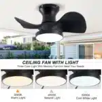 OE HOME ABS Ceiling Fan Modern 3 Color Temperatures Light Remote Control DC Motor Powerful Low Noise Small Space Dining Room