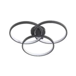US Stock Free Shipping Dimmable 3-Color Temperature 3-Ring LED 19.7" Matte Black Ceiling Light for Bedroom Living Dining