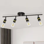 6-Light Ceiling Light Kit Foldable Arm E26 Base Matte Black Ceiling Spotlights Fitting for Kitchen Track Lighting Fixtures