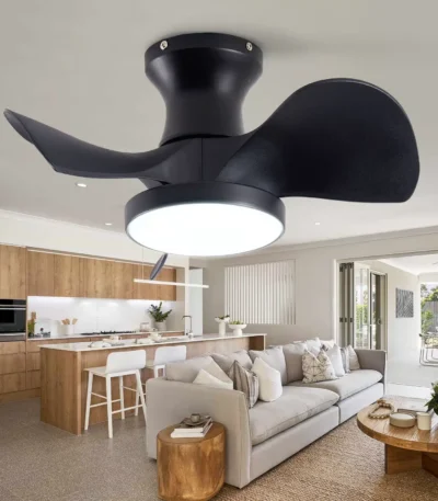 OE HOME ABS Ceiling Fan Modern 3 Color Temperatures Light Remote Control DC Motor Powerful Low Noise Small Space Dining Room