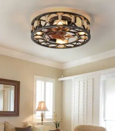 Modern Farmhouse 6-Speed Reversible Blades LED Ceiling Fan 5 Bulbs Low-Profile Built-In Remote Control Unavailable