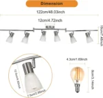 LED Ceiling Light Fixture Glass Lampshade E12 Base Adjustable 6-Light Track Lighting Kit Modern Kitchen Spotlight – top view