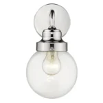 HMS Modern Contemporary Light Silver Wall Sconce with Round Warm White Glass Shade for Apartment and Bathroom Use – side view