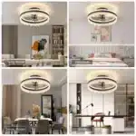 Ship in USA,Modern LED Ceiling Fan Light,16-inch Dimmable Ceiling Light with Invisible Blades,Remote Control &