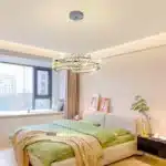 3-Ring Crystal Chandelier, Dimmable Pendant Light with Remote, Adjustable Height Ceiling Light for Living Room, Dining Room