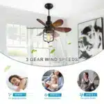 20IN Socket Fan, Black Ceiling Fan with Light, Screw-in for Garage/Bedroom/Kitchen/Living Room (Bulb Not Included)