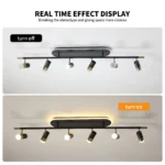 60W Modern Dimmable LED Ceiling Light, 6-Light Flush Mount Fixture with Remote, 51" Black & Gold for Kitchen, Bedroom