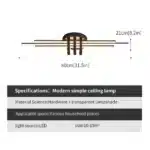 3-Light Semi Flush Mount Ceiling Light,Industrial Geometric Linear Black Light for Living Room with Remote Control (80cm)