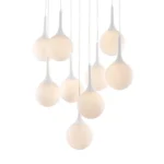 HMS Nine-Light Minimalist Modern Ceiling Light White Shaded Metal Dimmable 6000K IP44 Home Office Living Room Stainless