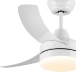 Modern 42-Inch Indoor White Ceiling Fan with LED Light Dimmable AC Motor 52-Inch Blades Remote Control Switch for Dining