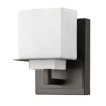 HMS Modern Contemporary One Light Bronze Wall Sconce with White Glass Novelty LED Warm White Wall Lamp for Bathroom Use