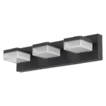 Modern bathroom vanity light with three acrylic globes in matte black finish