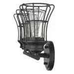 HMS Three-Light Matte Black Cage LED Wall Sconce Modern Square Design with Golden Body Warm White CCT for Indoor Stair