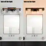 Ship From USA, 27" Rustic 4-Light Vanity Light, Industrial Bathroom Wall Sconce with Glass Shades and Wood Accent (No Bulbs)