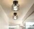 Industrial Farmhouse Flush Mount Ceiling Light Black Geometric Metal Cage E26 for Kitchen Corridor Room (Bulb Not Included)