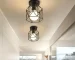 Industrial Farmhouse Flush Mount Ceiling Light Black Geometric Metal Cage E26 for Kitchen Corridor Room (Bulb Not Included)