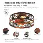 US Stock Free Shipping 19.7in Farmhouse Caged Flush Ceiling Fan Light AC Quiet 6-Speed Reversible with Timer Remote – top