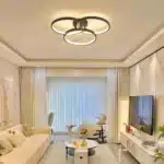 US Stock Free Shipping Dimmable 3-Color Temperature 3-Ring LED 19.7" Matte Black Ceiling Light for Bedroom Living Dining